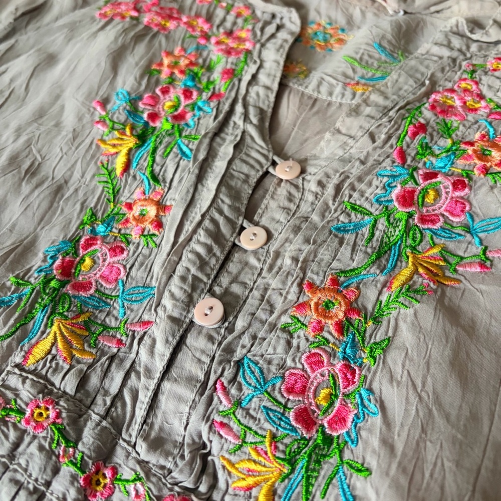 Johnny Was Light Lavender Long sleeve Embroidered Top Tunic, S - Picture 7 of 14